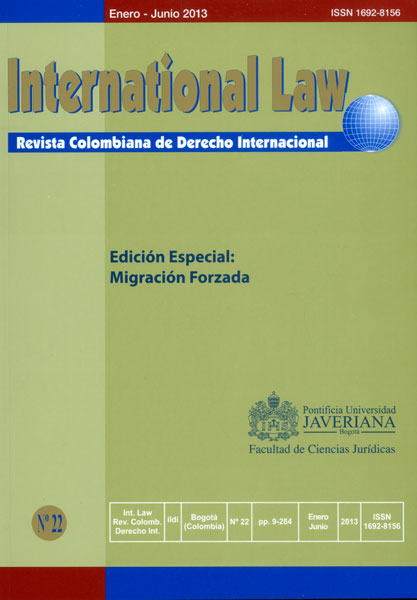 Portada: International Law. Revista colombiana de Derecho Internacional No. 22