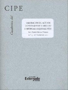 Portada: Cuadernos del CIPE No. 13. Valoración de activos contingentes y medidas martinlanga equivalentes