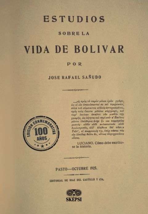 Portada: Estudios sobre la vida de Bolívar