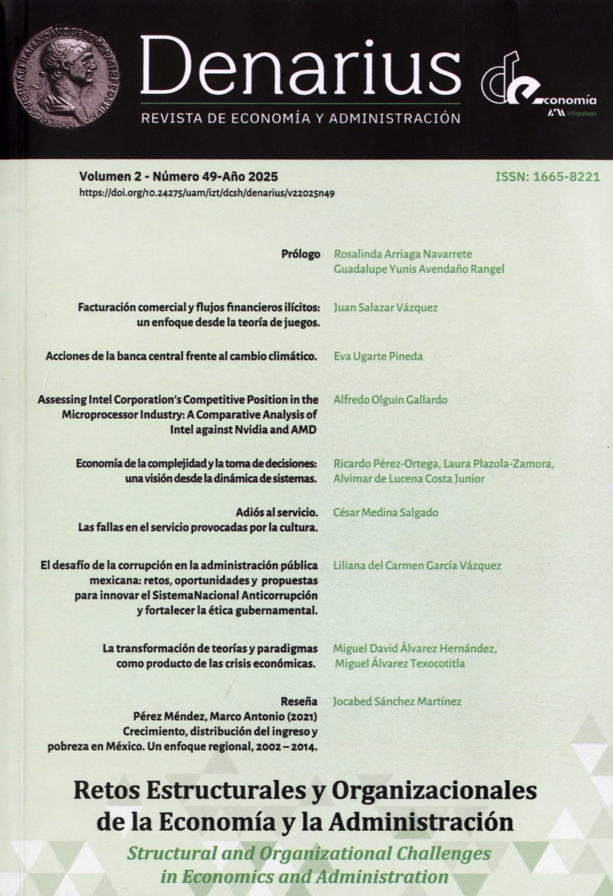 Portada: Denarius. Revista de economía y administración 49