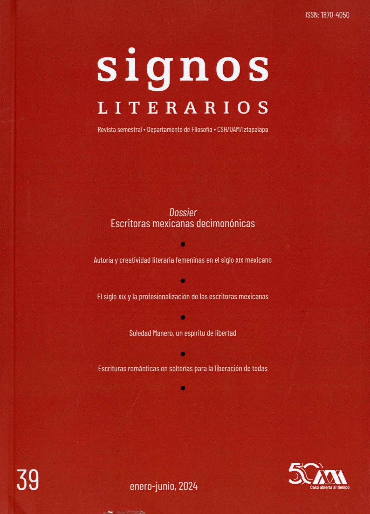 Portada: Signos literarios 39