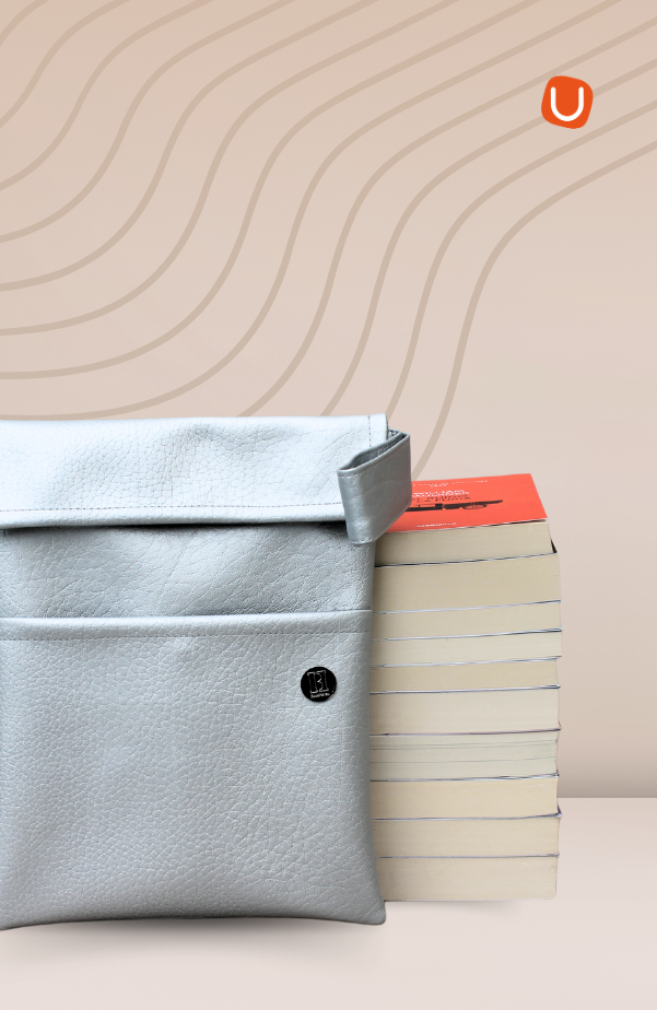 Portada: Funda GOLD para libros - Cuero vegano plateado