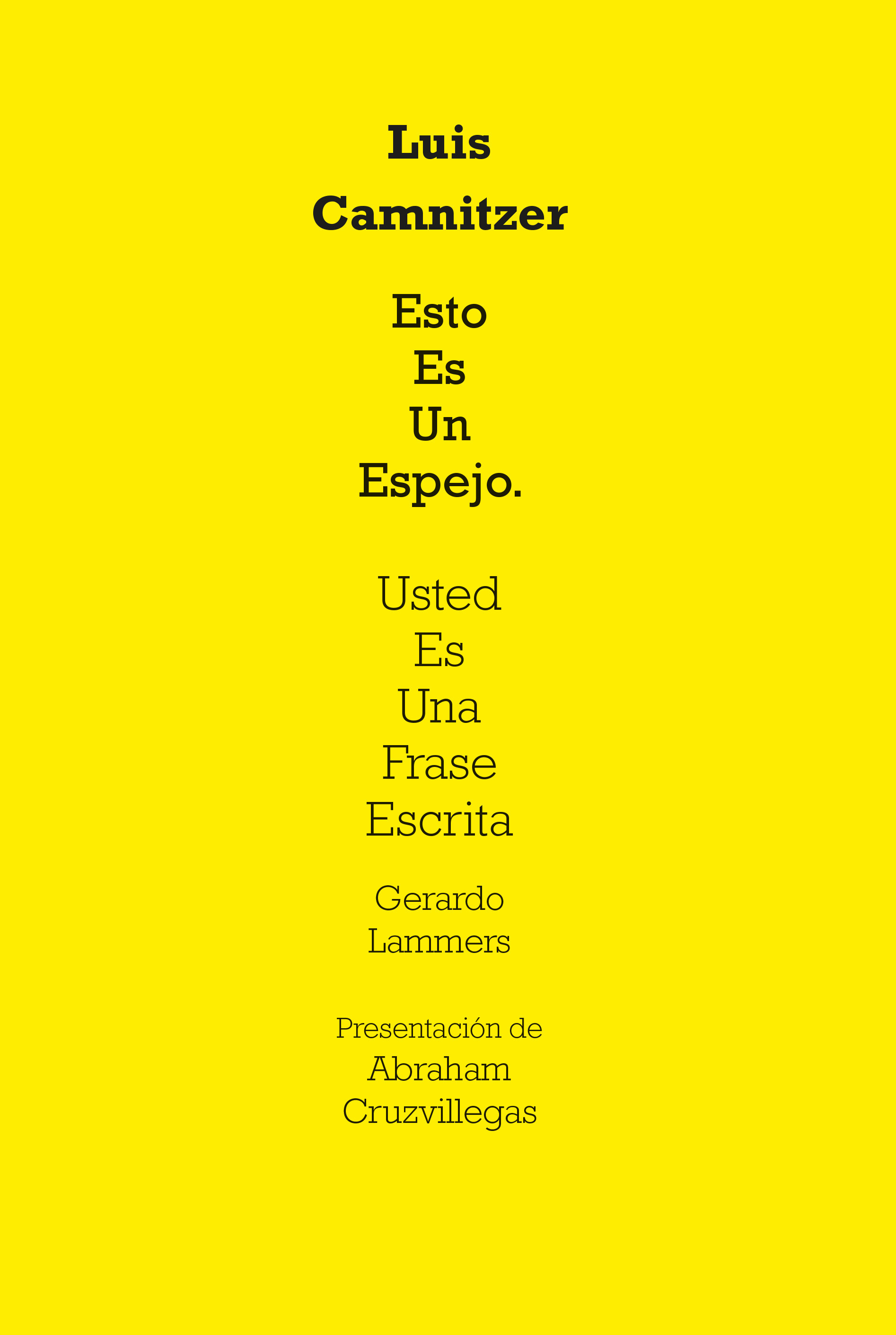 Portada: Esto es un Espejo. Usted es una frase escrita