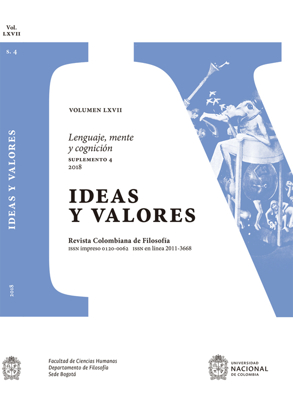 Portada: Revista ideas y valores. Suplemento N° 4. Lenguaje, mente y cognición Vol. 67