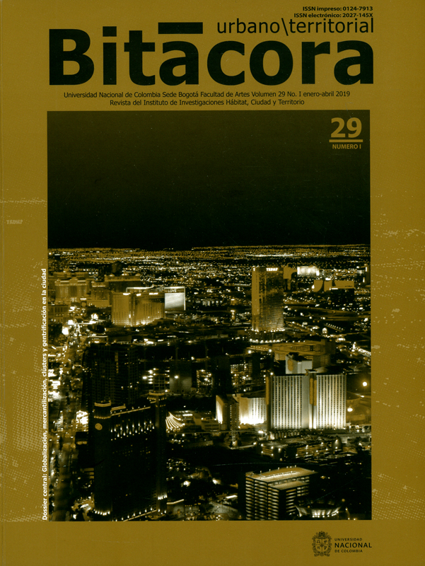 Portada: Revista Bitacora. Urbano/ Territorial Vol.29. Número I