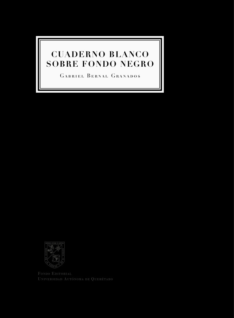 Portada: Cuaderno blanco sobre fondo negro