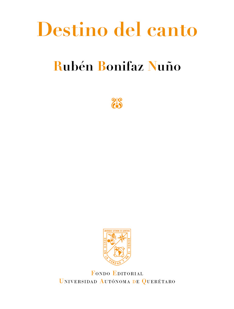 Portada: Destino del canto