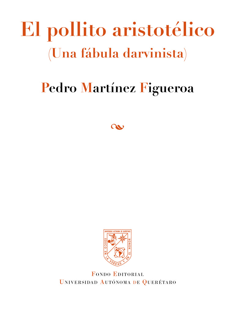 Portada: El pollito aristotélico (Una fábula darvinista)