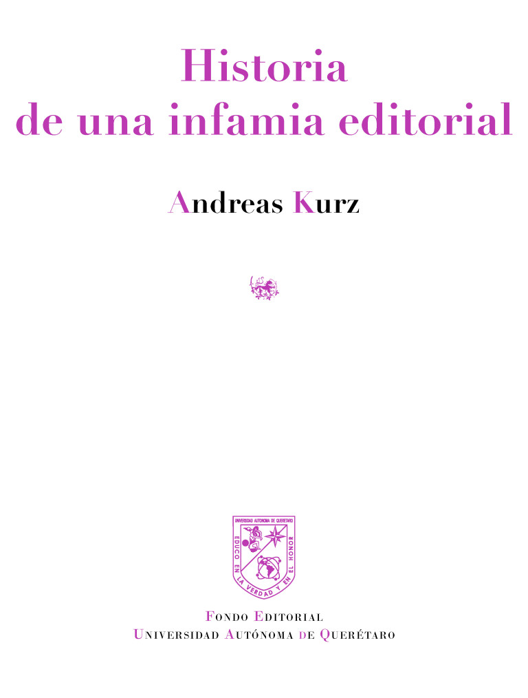 Portada: Historia de una infamia editorial