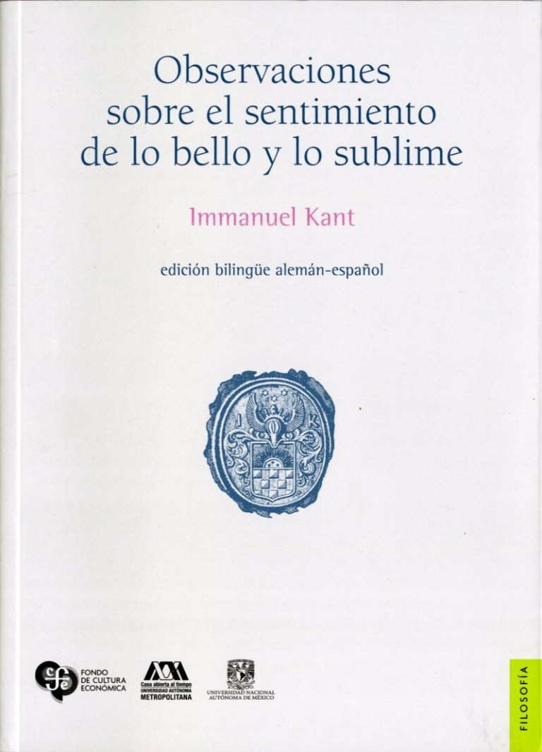 Portada: Observaciones sobre el sentimiento de lo bello y lo sublime