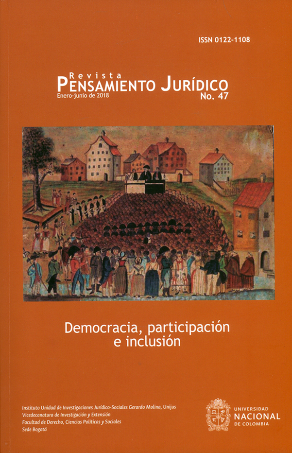 Portada: Revista pensamiento jurídico N°.47. Democracia, participación e inclusión